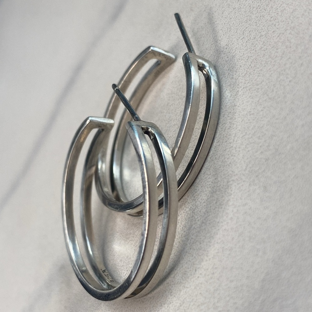 Slotted sterling silver hoop earrings‎ 925